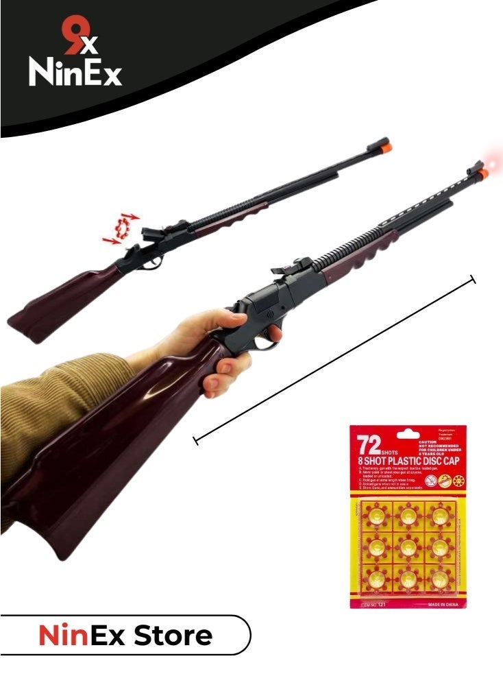 Premium Kids Toy Cap Gun Rifle with 8-Shot Plastic Disc Caps – Classic Long Barrel Toy Gun Set with 72 Shots for Pretend Play & Outdoor Fun - Image 1